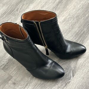 Nine West Black Leather Ankle Booties Stiletto Heel Side Zip Size 6.5